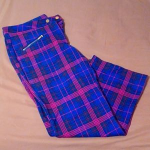 Plaid cropped flare pants